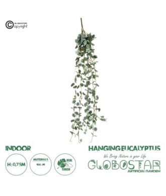 GloboStar® Artificial Garden EUCALYPTUS HANGING BRANCH 20235 Τεχνητό Διακοσμητικό Κρεμαστό Φυτό Ευκάλυπτος Υ75cm